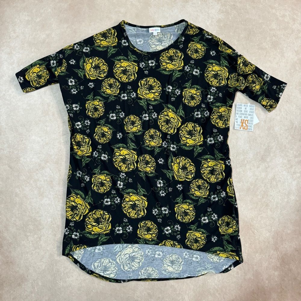 LulaRoe Perfect T • size xs • NWT • Colorful Geometric Print Top • Floral Tee